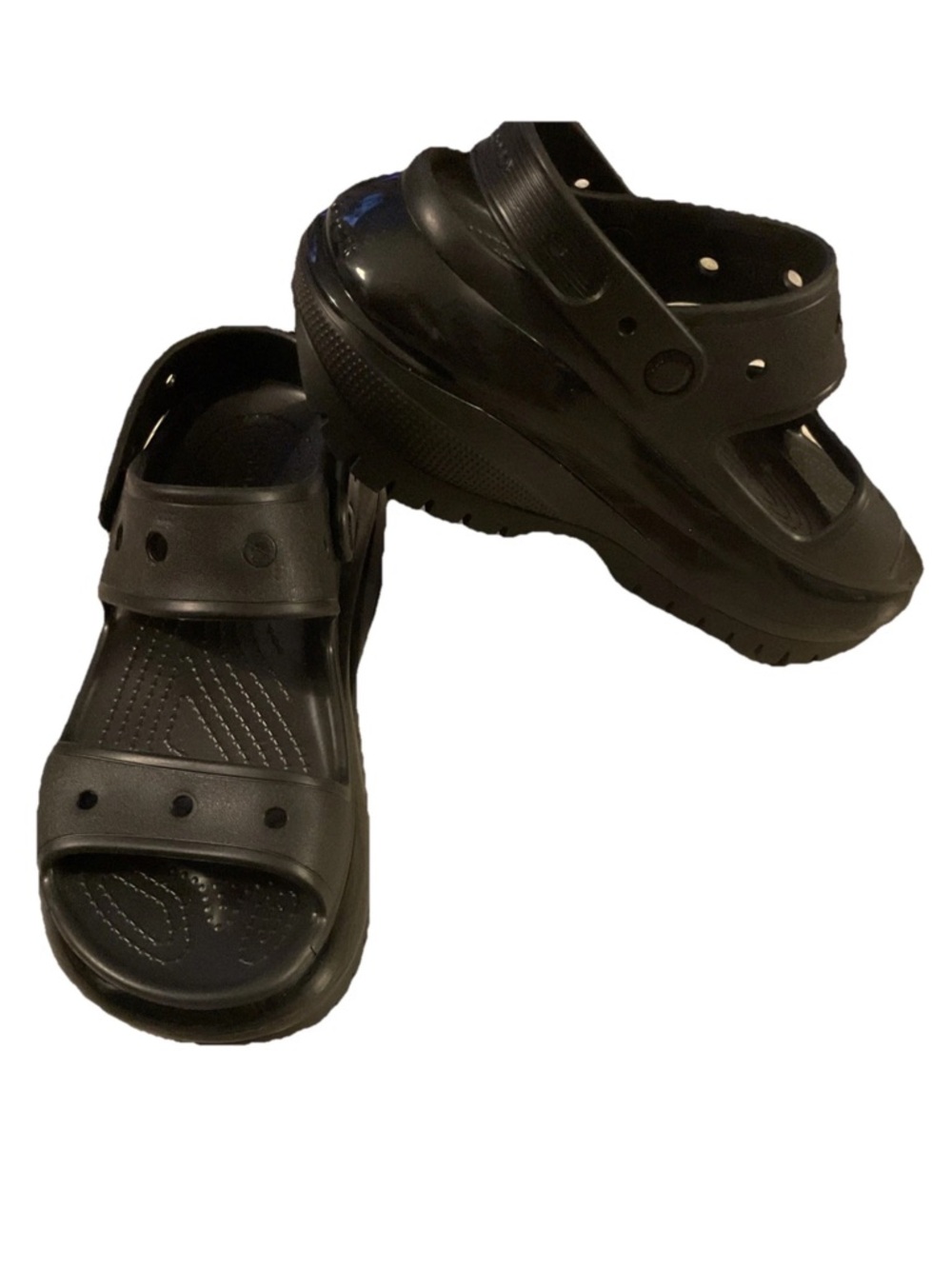 NEW Crocs Chunky Strap Sandal Platform Shoe Black Women W 8 M6 Clog Foam Comfort
